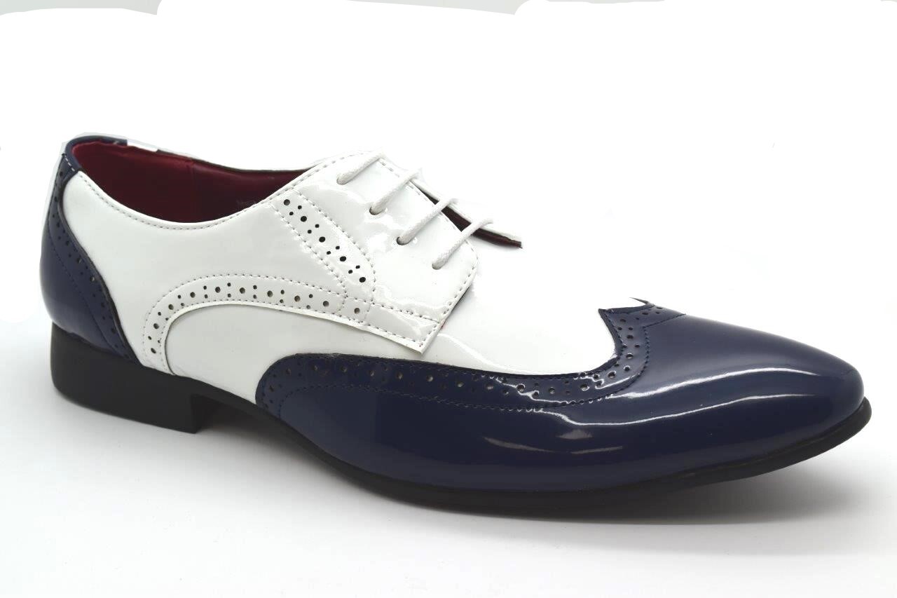 NEW MENS LACE UP DERBY BROGUE TWOTONE DRESS PARTY FORMAL ITALIAN SHOES