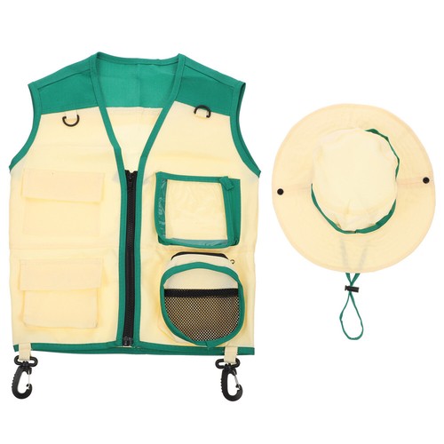 Kit Exploration Insectes Enfant Set Explorateur Enfant Gxhong - Gilet, Chapeau, Filet à Papillons, Cage à Insectes, Pincettes - Jeu D'aventure Extérieur