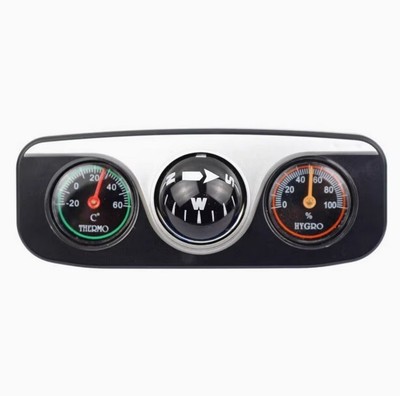 Compass, thermometer, hygrometer 3in1 multi-function with bracket Car guide ball