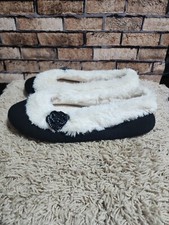 Beverly Rock Slippers Beige Faux Fur, Black Slip On XL 10.5-11.5 5494