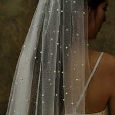 3M Sparkly Cathedral Veils pearl Bling Bling Bridal long Wedding veil With Comb
