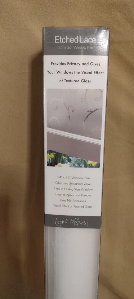 Película de ventana de encaje grabada con efectos de luz 24"x 36" Foto 2 de 4