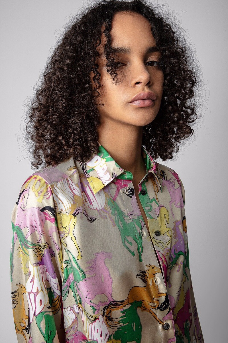 ZADIG & VOLTAIRE シルクワンピース 2023 Zadig & Voltaire Rais Twill Horses Silk Dress Shirt