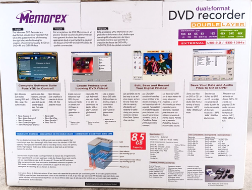 Memorex Multi-Format DVD Recorder Nero 7 MRX-525GE USB 2.0 8.5 GB 18x DVD+R NIB - Picture 3 of 6