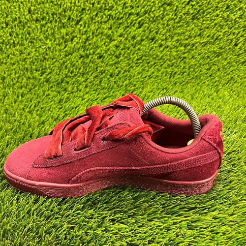 Puma Suede Heart Boys Size 7C Red Burgundy Athletic Casual Suede Shoes Sneakers - Picture 2 of 10