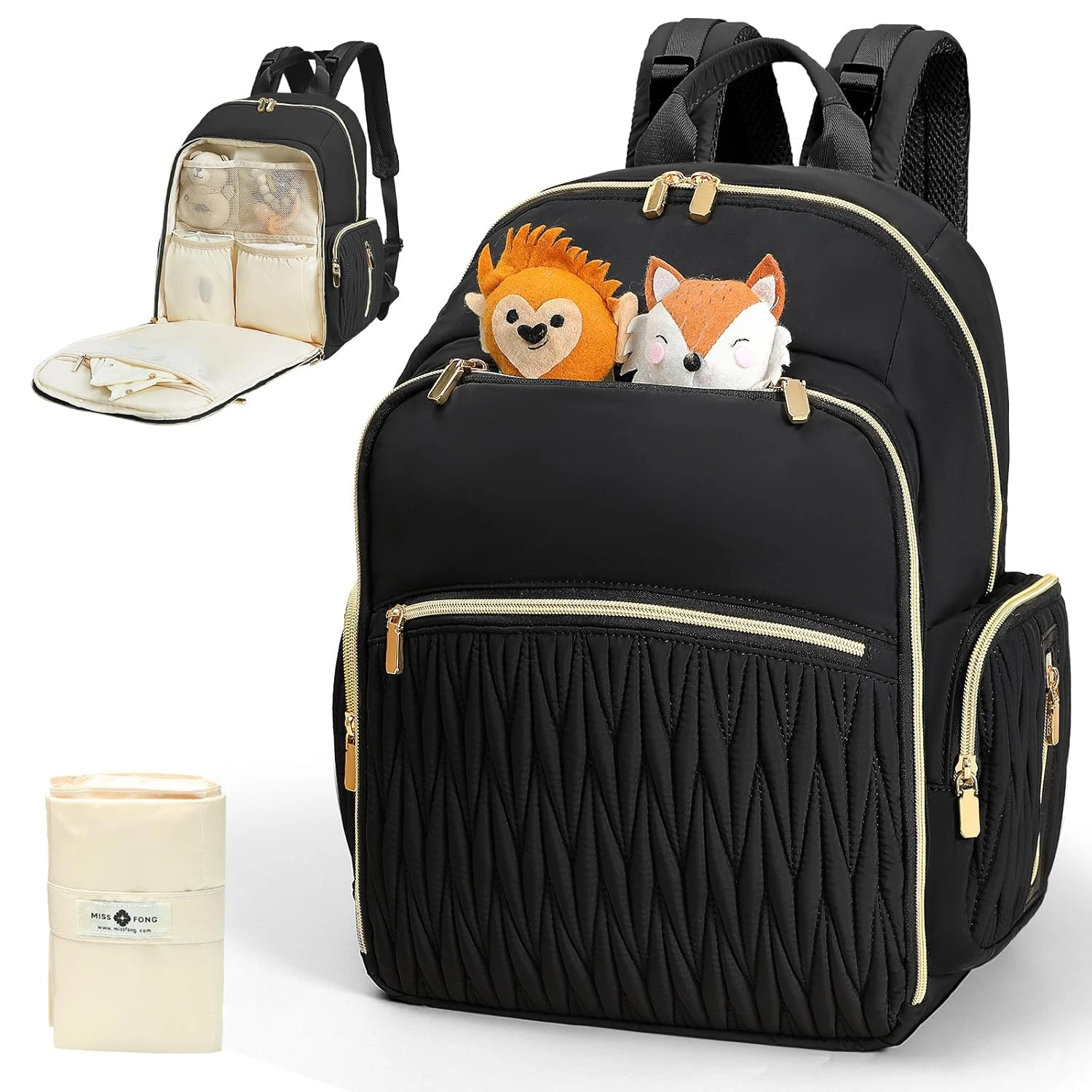 Diaper Bag Backpack - Baby Diaper Bag with Diaper Changing Pad Quilted Travel Di