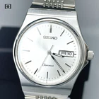 Vtg1994 [N.Mint] Seiko Chronos 5H23-7D20 Japan 35mm Silver Dial Qz Men's Watch