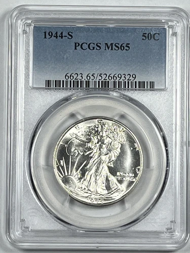 1944-S Walking Liberty Half Dollar PCGS MS65 Blazing White