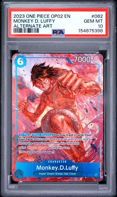 One Piece Monkey.D.Luffy OP02-Paramount War Alternate Art #062 PSA 10 Gem Mint
