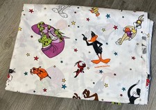 Space Jam Twin Flat Sheet VTG 1996 Warner Bros. Looney Tunes Bugs Bunny  EUC