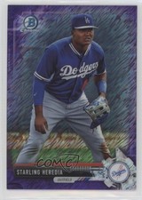 2017 Bowman Chrome Prospects Purple Shimmer Refractor Starling Heredia 4l3
