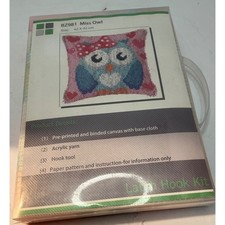 Beyond Your Thoughts Miss Owl Latch Hook Kit DIY Pillow Craft 42x42cm NWT