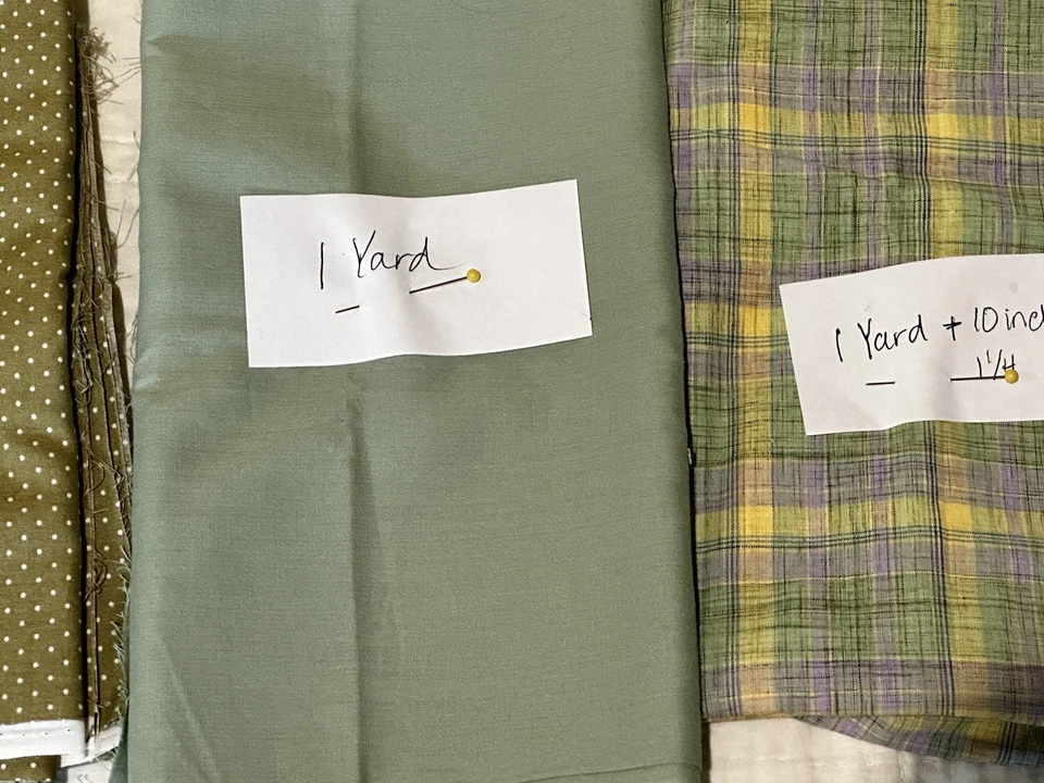 3pc Quilt Cotton Fabric GREENS Plaid DOTS 3+Yds Total assort sizes Nice 1yard ea - Image 4 of 4