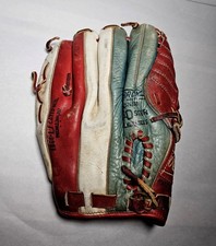 Vintage Rawlings Amos Otis GJF12 Red White Blue Leather Baseball Glove 10