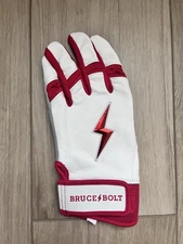 NEW Bruce Bolt Chrome Series Leather Single Batting Glove Left Hand Adult Medium