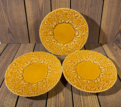 Bordallo Pinheiro OAK LEAF GOLD - Set of 3 Accent Luncheon Plates 9''