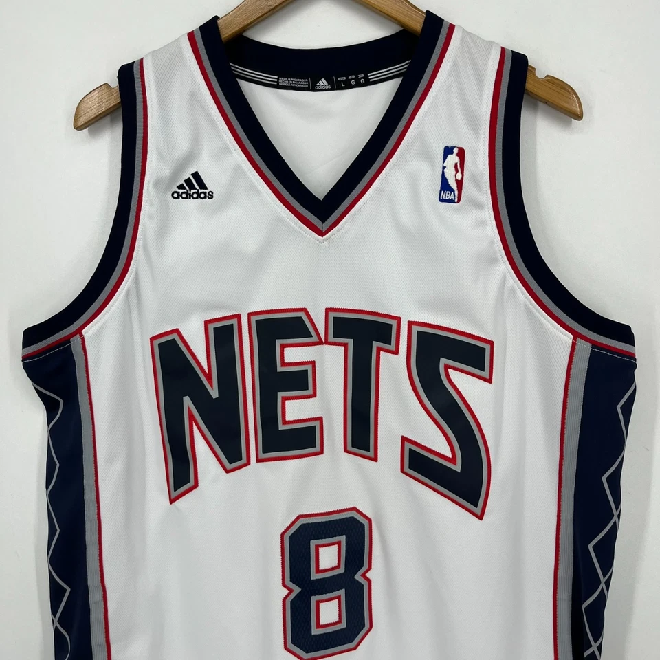 Camiseta deportiva de baloncesto Adidas New Jersey Nets para hombre talla L blanca #8 Deron Williams Foto 2 de 4