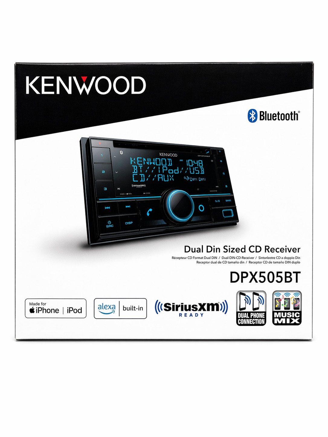 Kenwood DPX505BT Dual Din Sized CD Receiver with Built-in Bluetooth