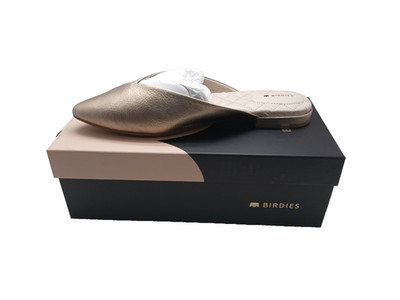 Birdies The Swan Gold Metallic Leather Mules Women's | Size 8.5 Flat Slip On