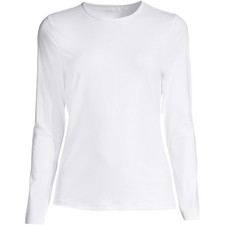 New Lands' End Women's Petite Crew Neck Long Sleeve Rash Guard Swim Tee 425915