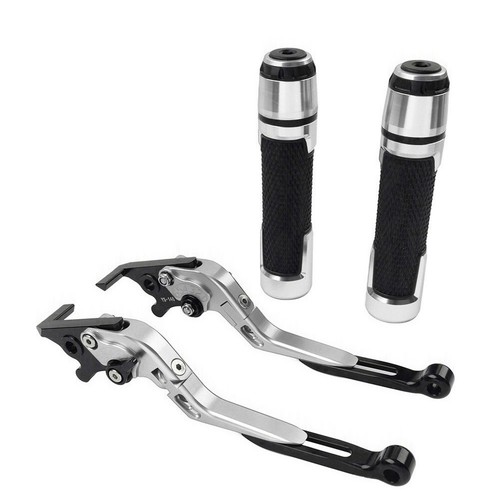 Silver Brake Clutch Levers Handlebar Grips Sets For Yamaha TMAX500 TMAX560/530 - Picture 8 of 10