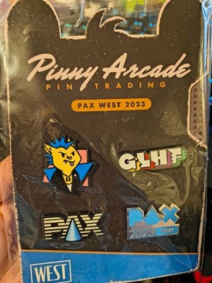 *** Pinny Penny Arcade PAX West 2023 Pin Set Punk Kemper VHS Logo GLHF ***
