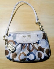 Coach Multi Color Op Art Monogram Satin Wristlet Vintage With Coach Charm