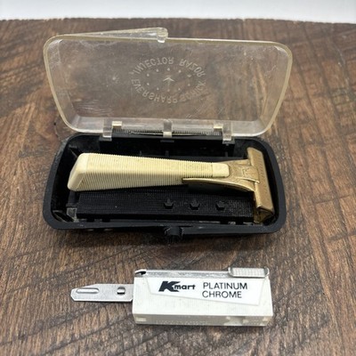 Vintage Eversharp Schick Injector Razor With Case Made In USA 2 Extra Blades