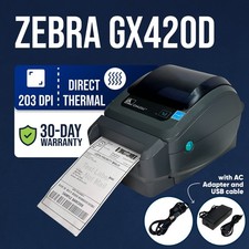 Zebra GX420d Direct Thermal Barcode Label Printer Cutter USB Serial FREE CABLES