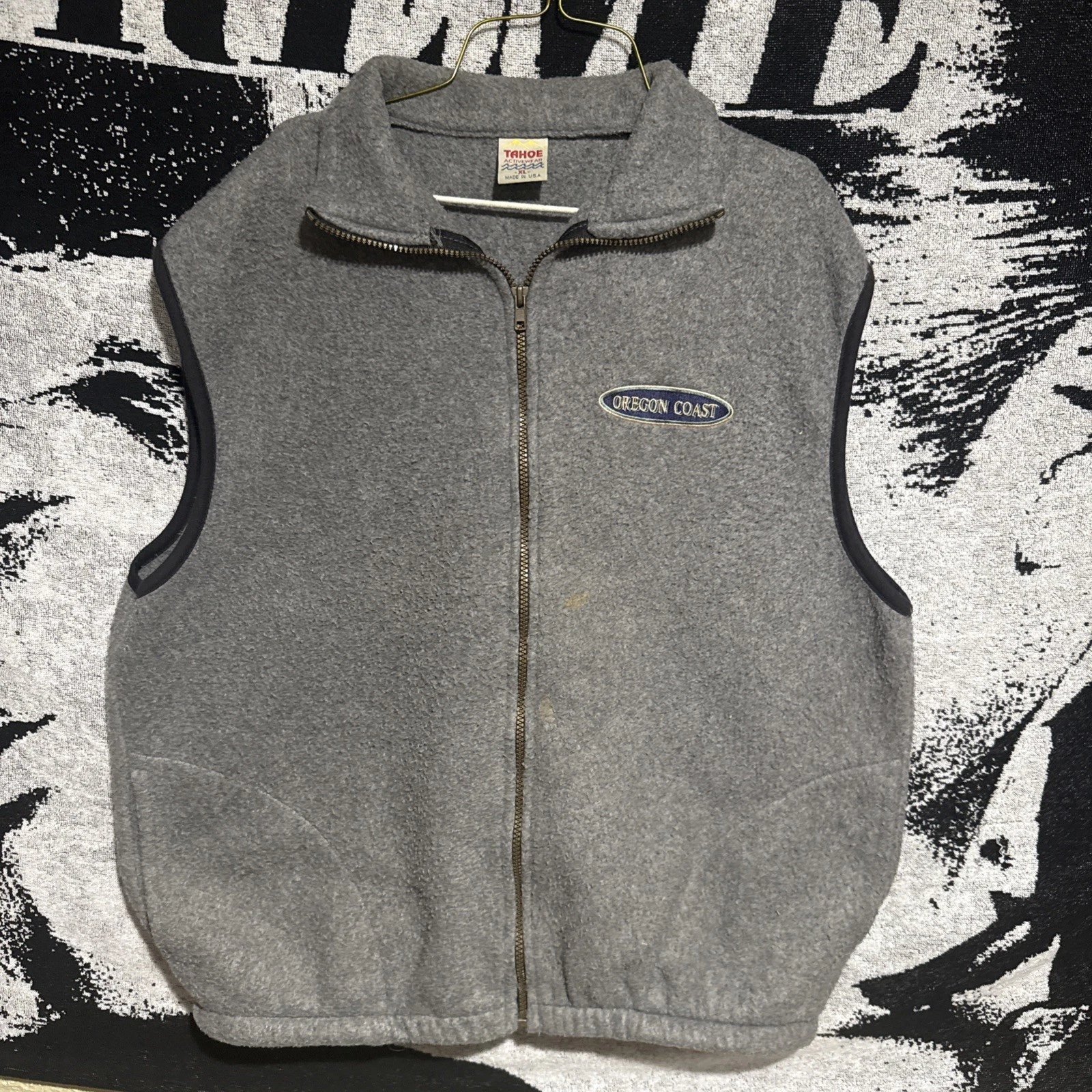 Vintage 90’s Oregon Coast Full Zip Grey Fleece Vest Size XL Made In USA