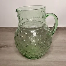Bauble Bubble Glass Clear Green Pitcher Large 80oz Water/lemonade/iced tea