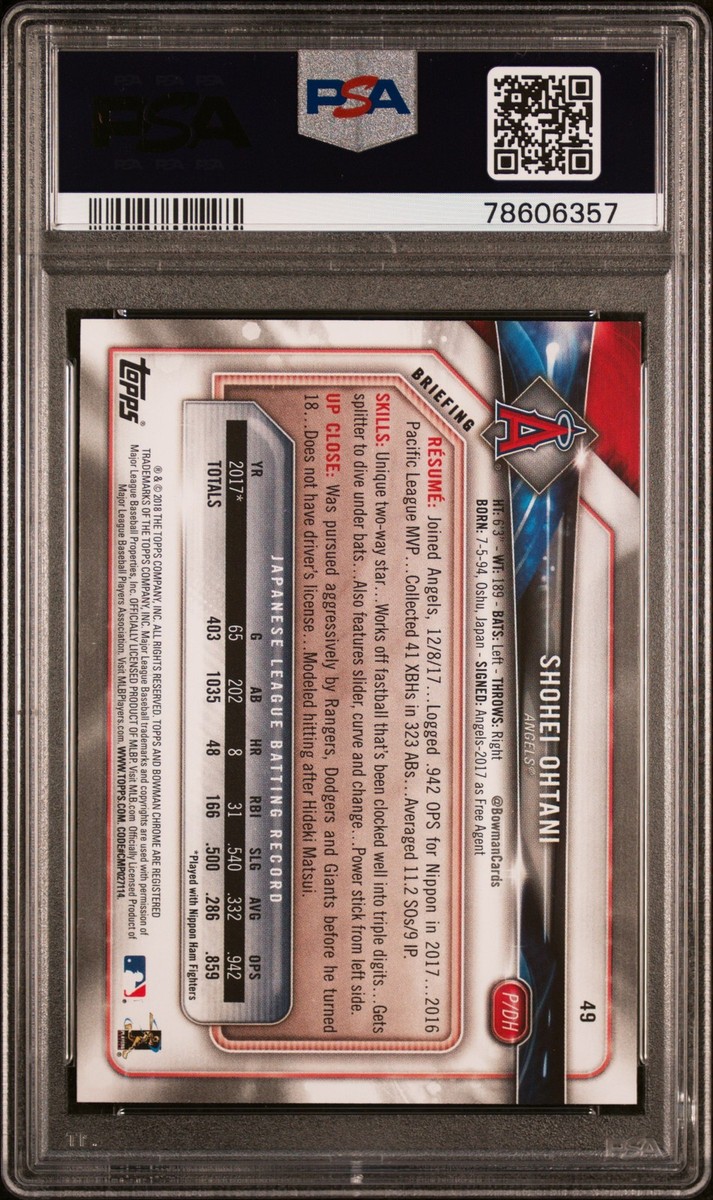 2018 BOWMAN #49 SHOHEI OHTANI ROOKIE RC PSA 10 | eBay