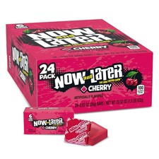 Now Later Candy, Cherry Flavor, 0.93 Ounce Bars Pack of 24 24 Count