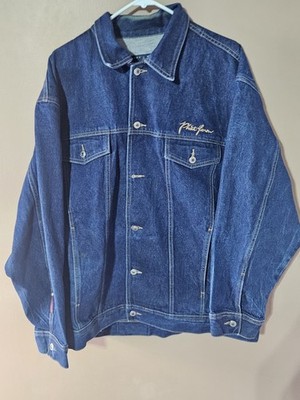 Vintage Phat Farm Jacket 2XL Blue Denim Embroidered Bull Baggy 90s Hip Hop