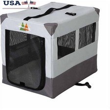 Soft Dog Crate W/ Synthetic Sheepskin Pad Water Resistant Easy Zip Door Portable
