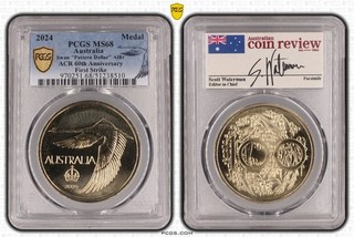 PCGS 2024 Aus Medal Swan "Pattern Dollar" AlBr ACR 60th Anni First Strike MS68