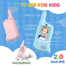 Mini Video Wireless Walkie Talkies For Kids Handheld 2 Pack Rechargeable Interco