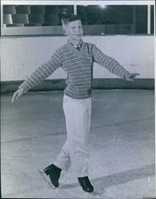 1962 Sidney Rossoff Boy Ice Skating Photo 8X10