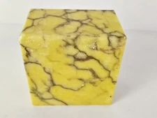 Yellow Alabaster Block 4"x4"x2.25" Handcrafted in Italy Bookend Schmid Brothers 