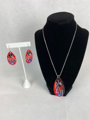 NFL Atlanta Falcons Vintage Teardrop Spinner Earrings & Necklace Set