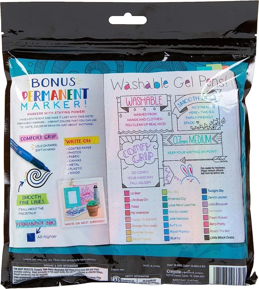 Crayola Coloured Gel Pens, Washable Pens, Bullet Journaling, 24 Count NEW - Image 4 of 4