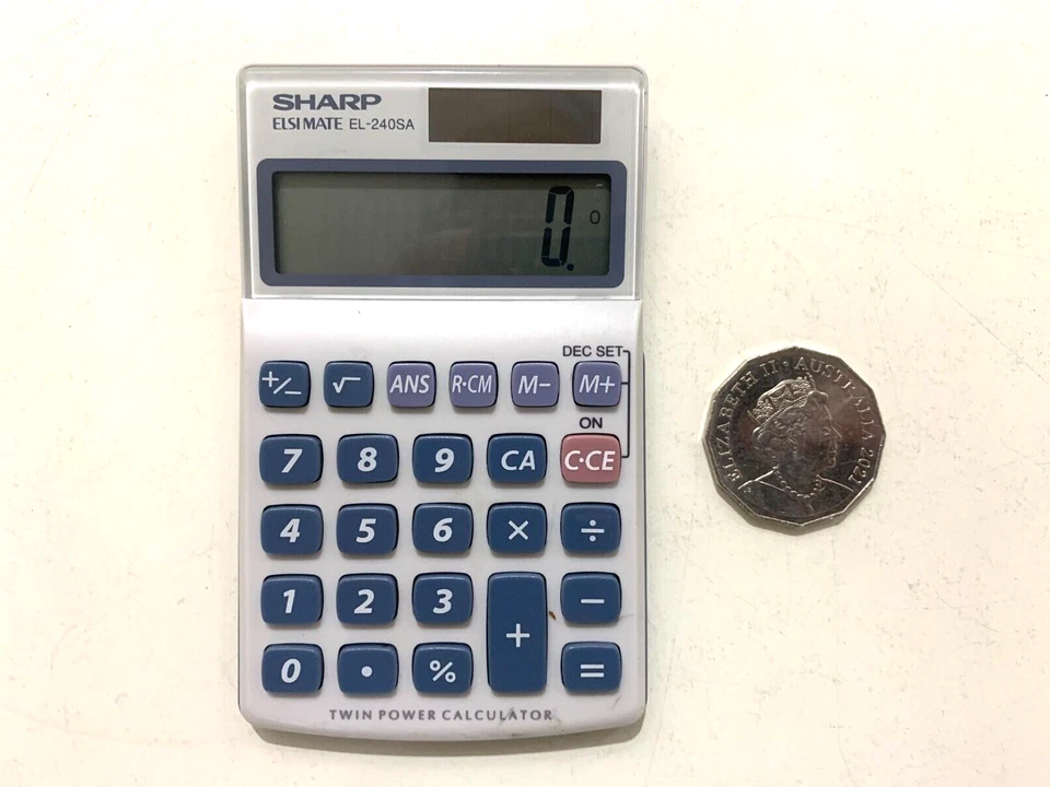 Sharp Calculator ELSI MATE EL-240SA Twin Power Solar Powered Desktop VGC - Image 4 of 4