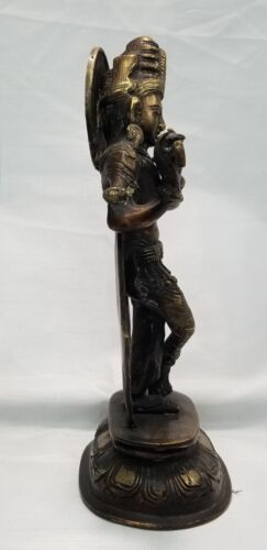 Vintage Messingguss Krishna Kanha Kanhaiya Figur spielt Flöte Statue 11" hoch - Bild 3 von 7