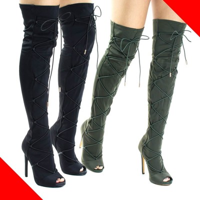 strap up thigh high heels