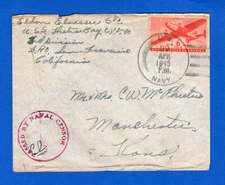 USS Thetis Bay CVE-90 Sailors Censored Mail Pacific Duty April 29, 1945