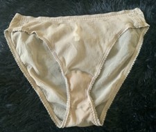 Vtg On Gossamer M Beige Sheer Lace Trimmed French Cut Panties Panty