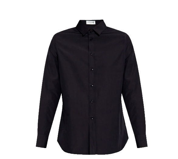 Camicia camicetta Saint Laurent Paris autentica cotone nero taglia F42 Francia US 10 nuova con etichette