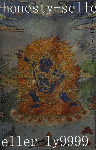 36" Tibetische Seidenstickerei Buddhismus Tangka Vajra Mahakala Buddha Statue Thangka