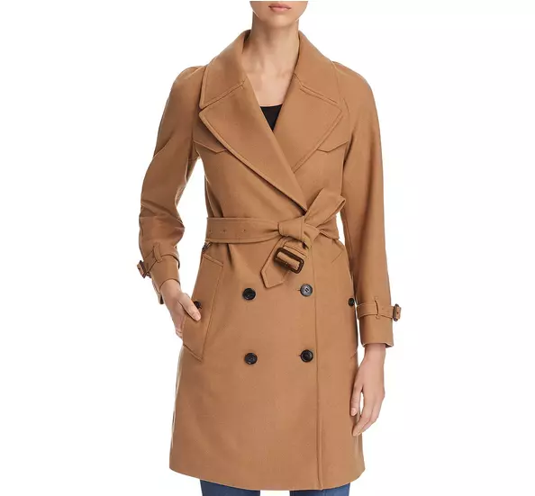 New Burberry Women Cranston Wool Blend Belted Trench Coat Camel Size 8 NWT 1590