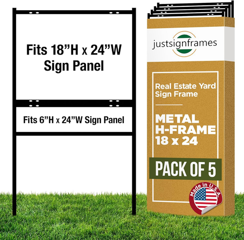 Real Estate Yard Sign Metal H Frame (5-Pack) W/Rider - Steel H Frame ...